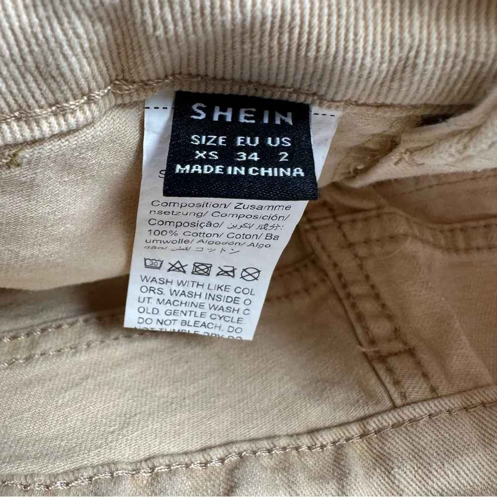 SHEIN Women's XS/2 Tan Cargo Carpenter Jeans Wide Leg